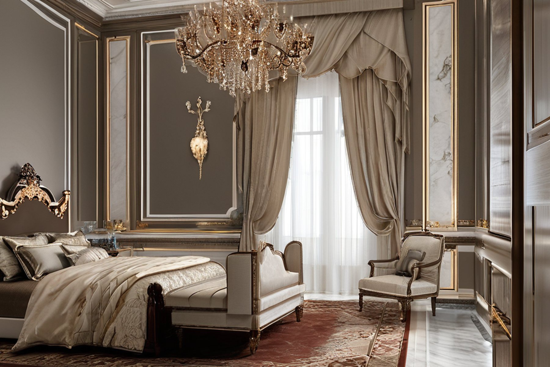 luxury interior design master suite layered by Modenese Gastone