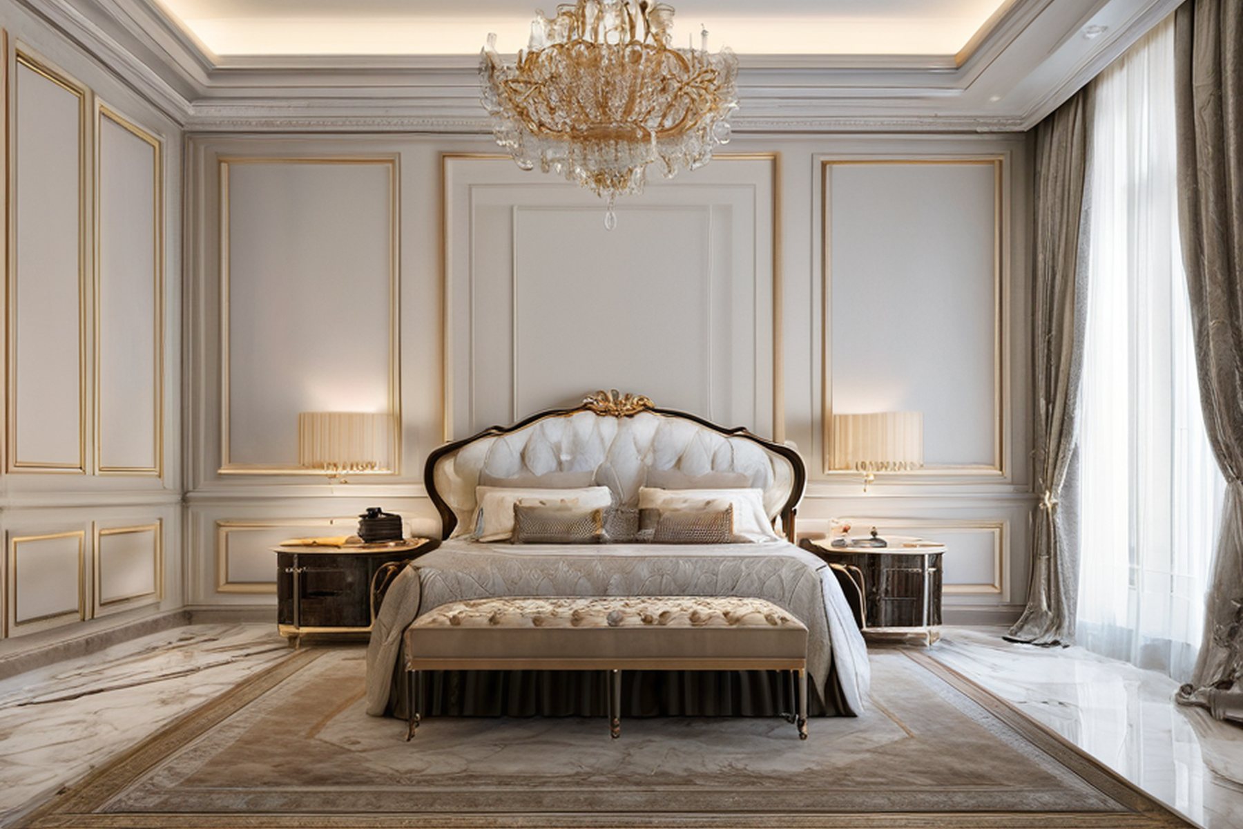 luxury interior design soft bedroom light by Modenese Gastone