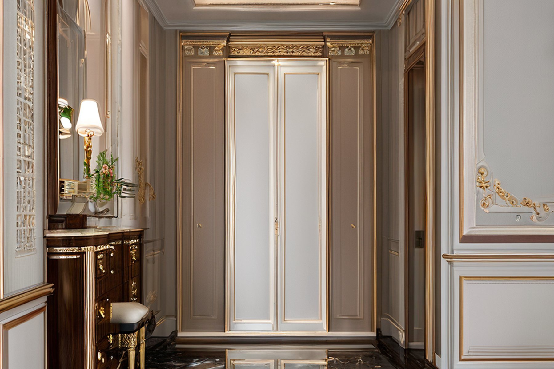 luxury master suite interior design dressing area panel by Modenese Gastone