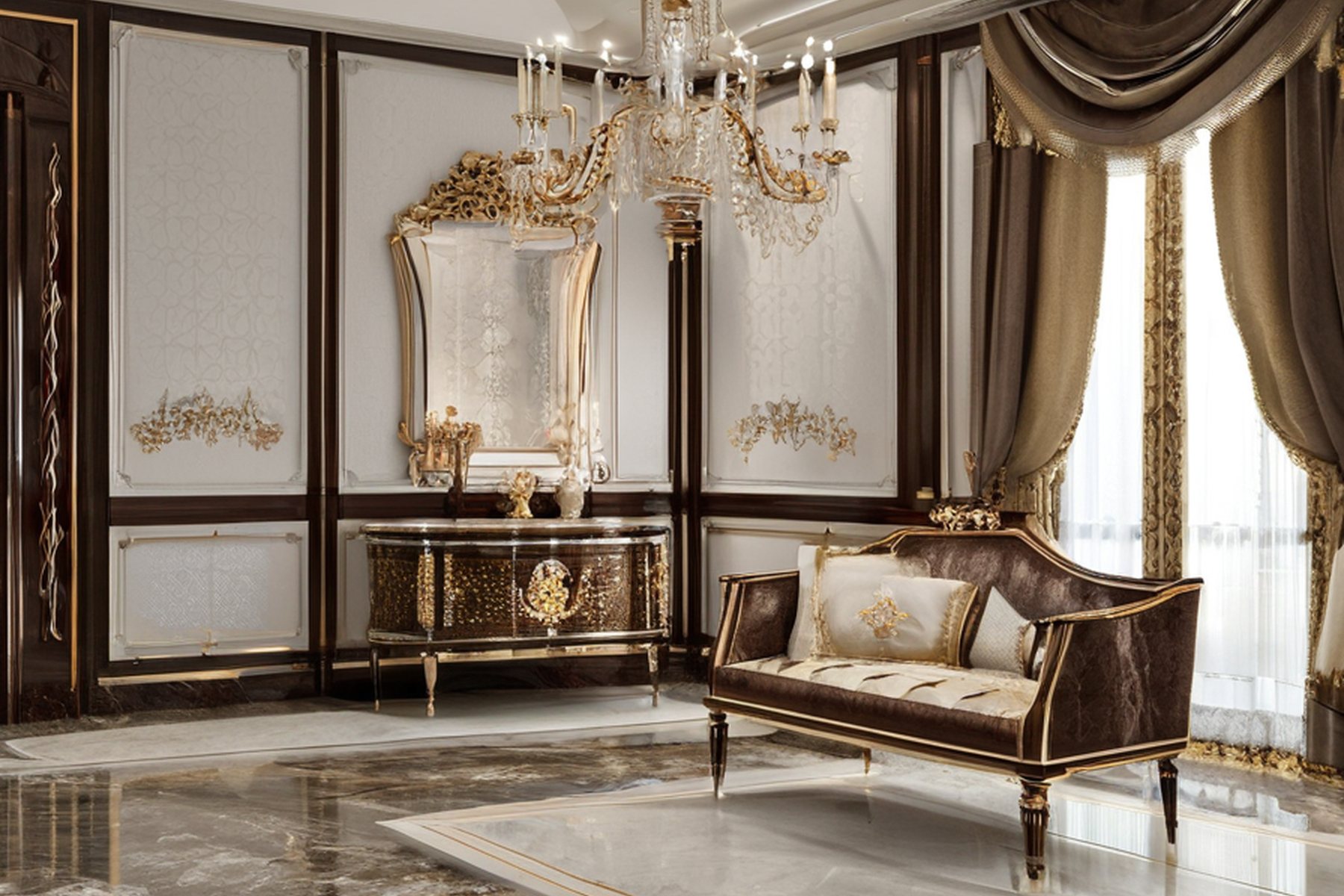 luxury private villa interior design formal reception room by Modenese Gastone
