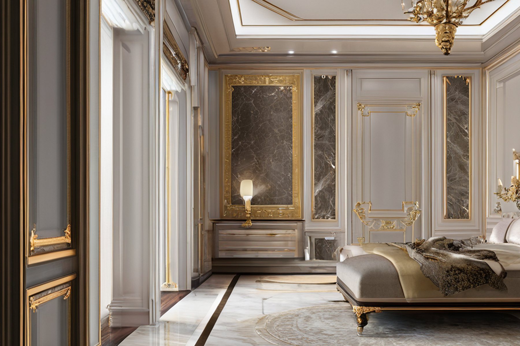 luxury private villa interior design textile and marble detail by Modenese Gastone